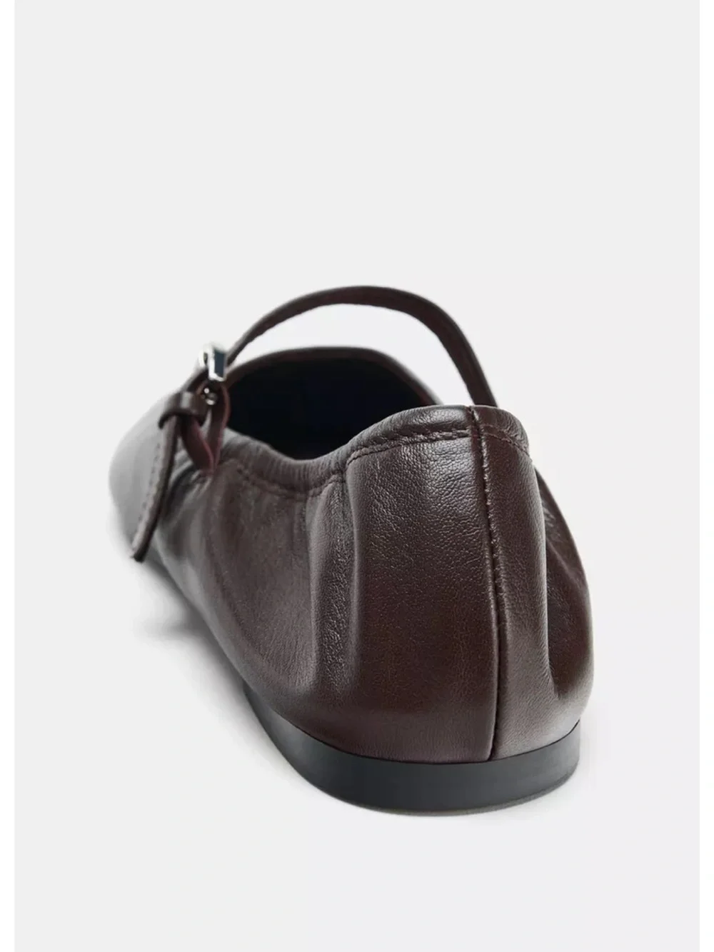Zara Dark Brown Leather Mary Jane Ballet Flats with Strap size 36 / 6 - Picture 10 of 10